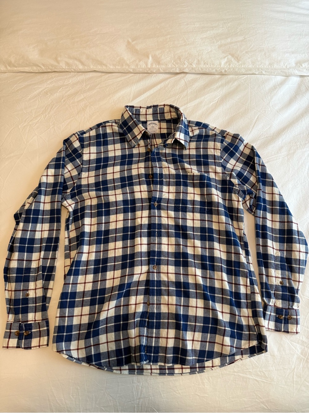 Brooks Brothers Navy and White Plaid Button-Down Shirt
